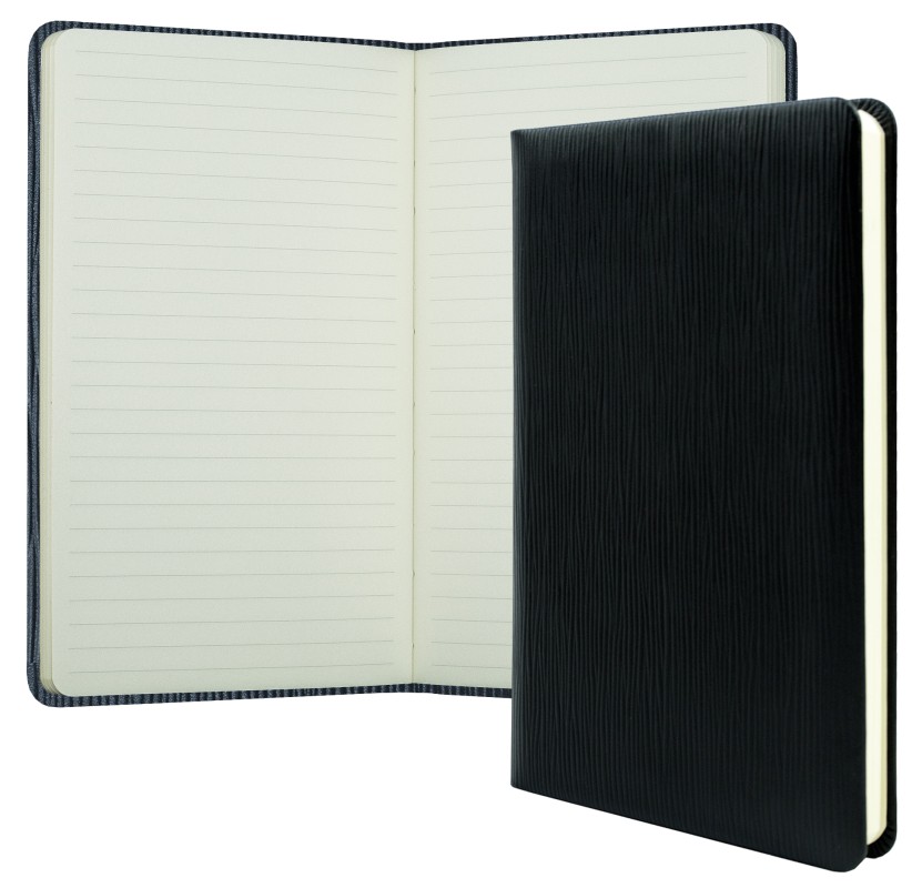 Notizbuch DIN A5 schmal (gebunden) | Echtleder | PAGLIA schwarz